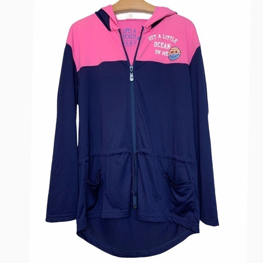 Roxy Color Blocked Zip Jersey Knit Hoodie